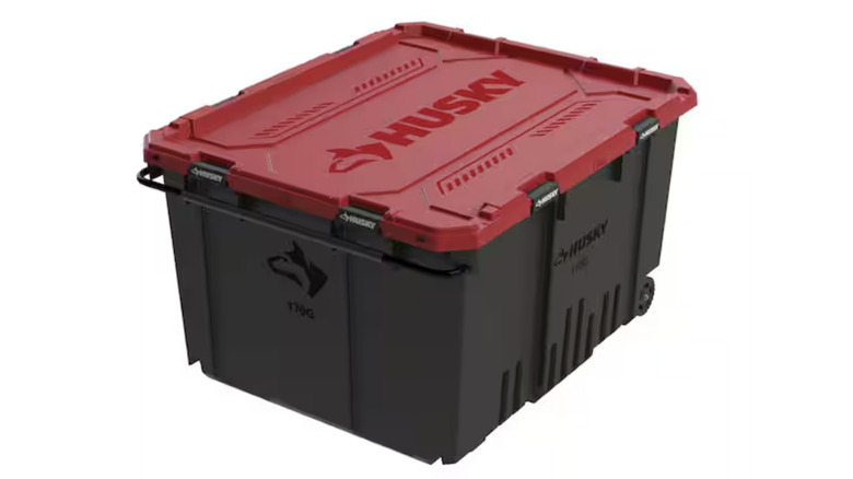 A Husky storage tote against a white background