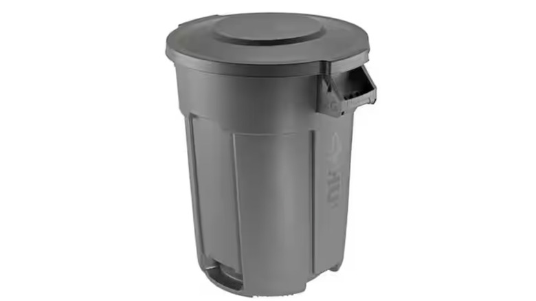 A Husky trash can against a white background