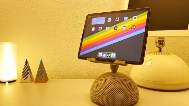iPad on holder