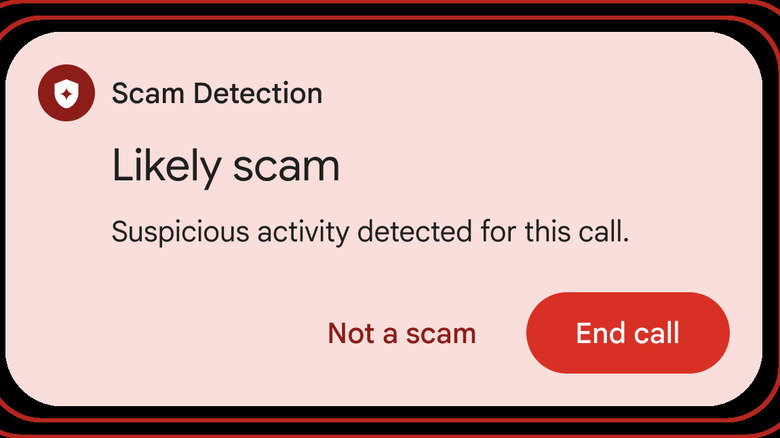 Live scam detection popup on Android