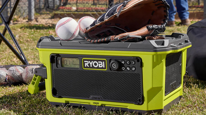 ryobi speakers with baseball mitts