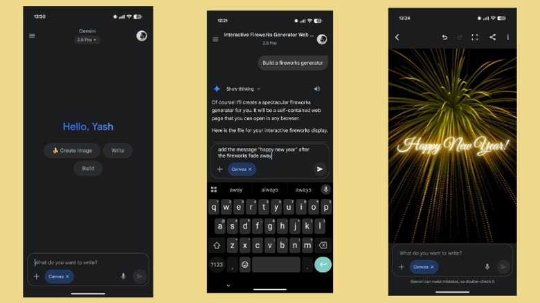 Creating an animated greeting using Gemini mobile app.
