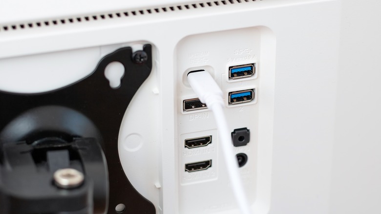 Back of monitor connected via Thunderbolt