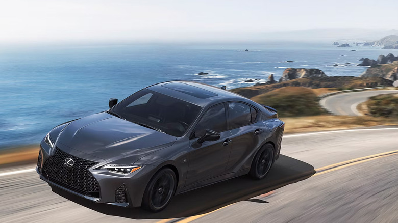 A Lexus IS 500 F Sport driving on a winding road