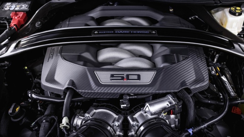 Ford Coyote V8 in 2024 Ford Mustang Dark Horse engine bay