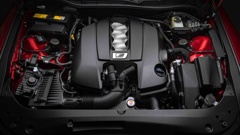 Lexus IS 500 V8 in engine bay