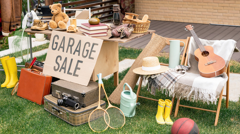 Items for sale at a garage sale