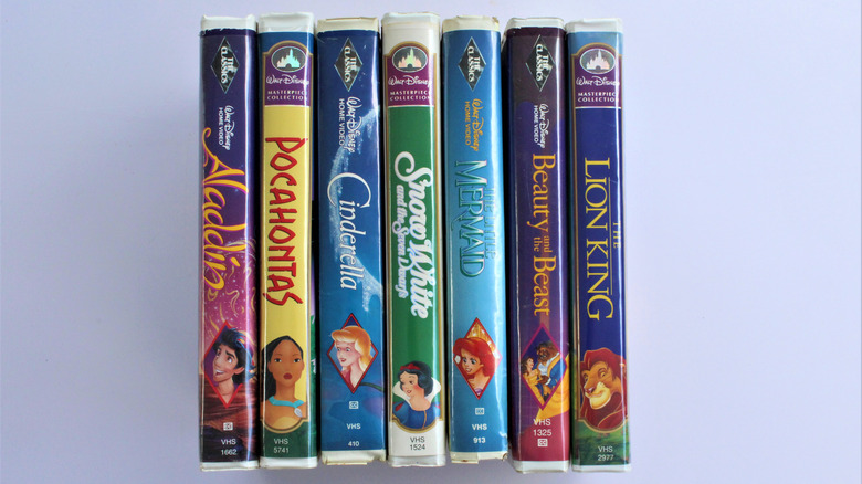 assortment of disney movies on VHS