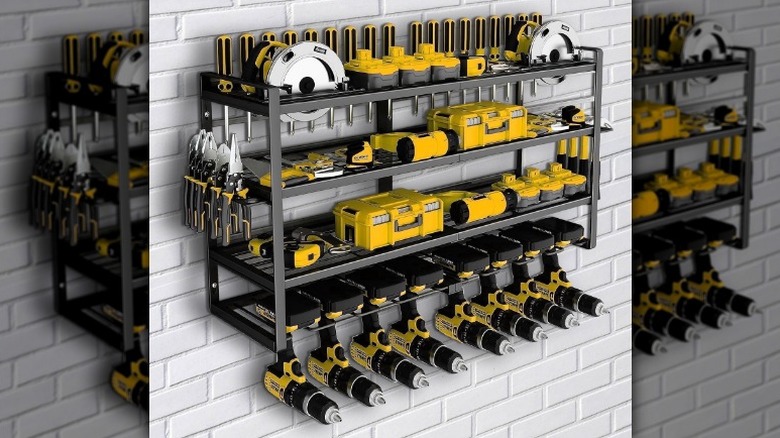 Catgood Power Tool Organizer on brick wall