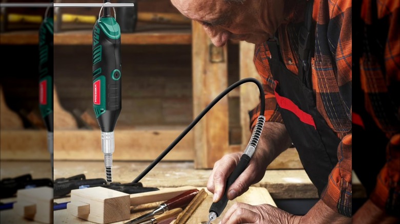 Rotary tool used on chainsaw