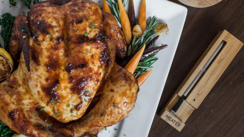 A Meater thermometer that can be connected to an iPad for monitoring