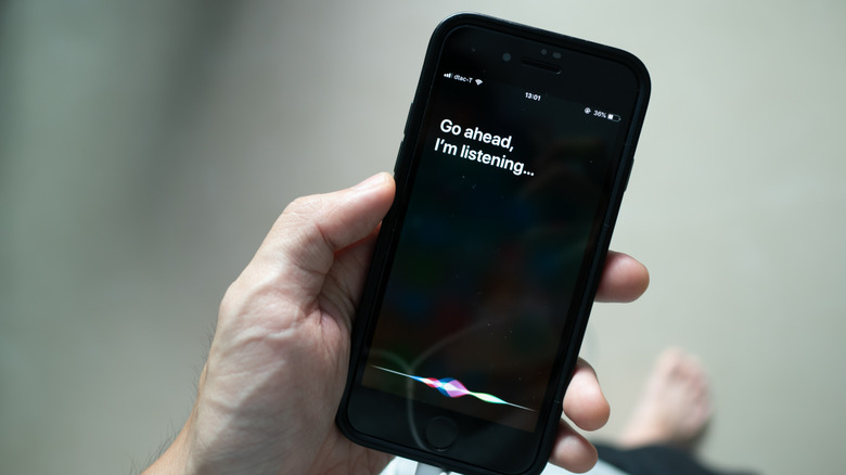 A close up shot of Siri in use on an iPhone