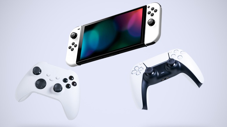 Nintendo Switch OLED and controllers