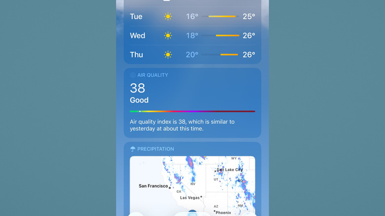 The air quality section in Apple Weather's overview.