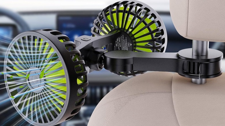 car fan attached to headrest