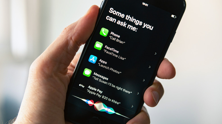 iPhone in hand showing what Siri can do