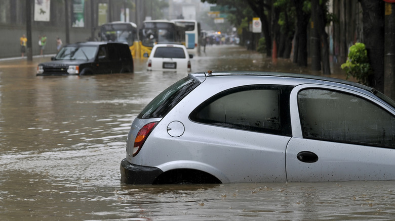 cars submerged after a flood