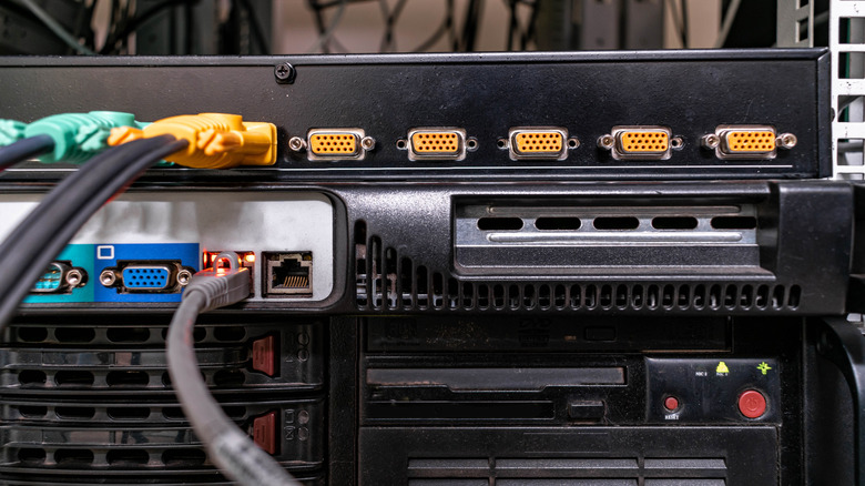 A server with multiple VGA and Ethernet ports