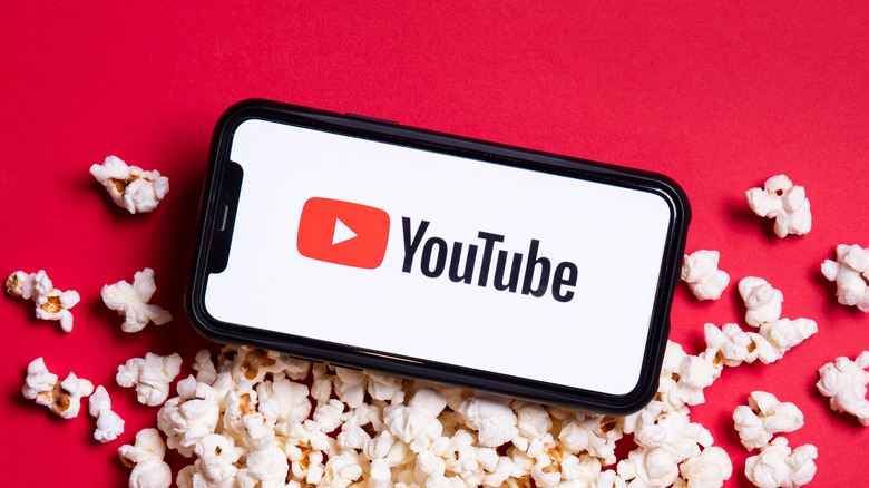 youtube logo smartphone popcorn