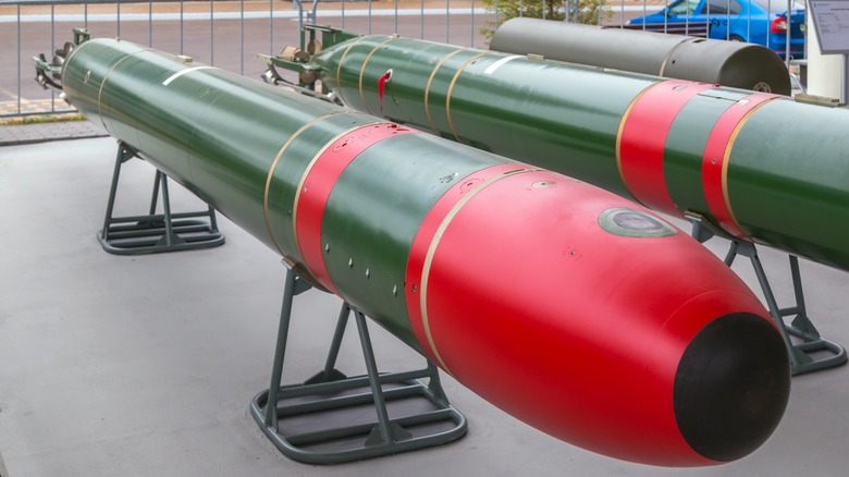 A TE-2 Russian torpedo on display