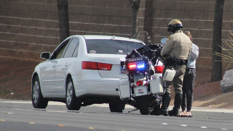 Las. Vegas Metropolitan Police officer initiating a traffic stop