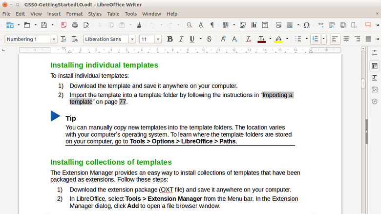 LibreOffice Writer window with a test document