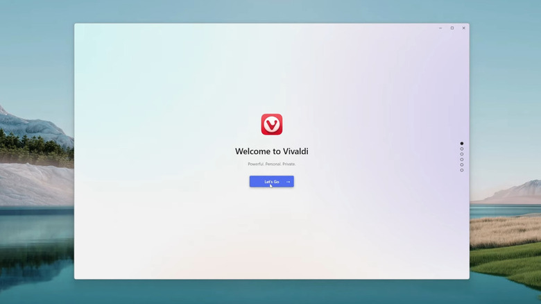 Vivaldi Browser Welcome Screen on Windows 11