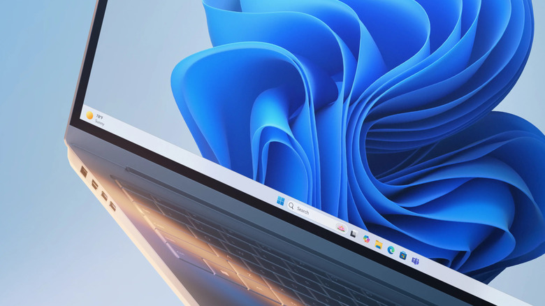 Digital render of laptop running Windows 11