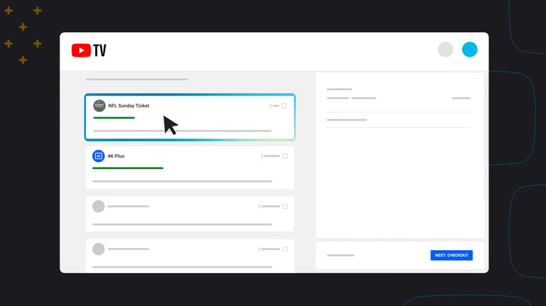 An infografic of YouTube TV membership customization, no words on screen.