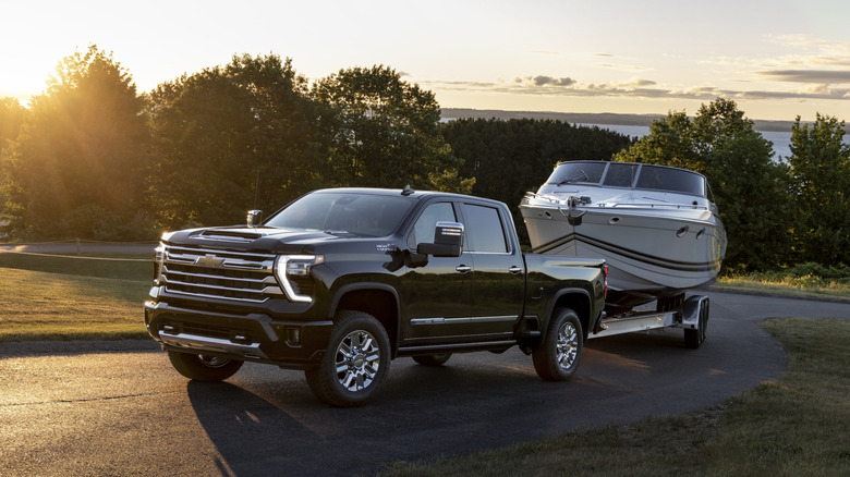 Chevrolet Silverado 3500 towing a boat