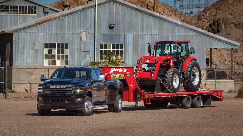 Ram 3500 towing a tractor