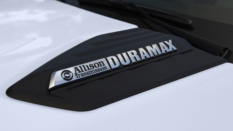 Chevrolet Silverado HD Duramax and Allison Transmission badge on hood