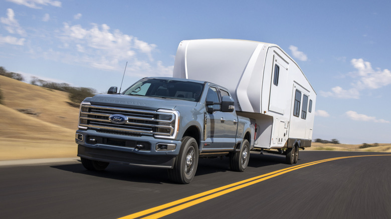 2023 Ford Super Duty F-350 Limited towing a trailer