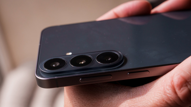 The back of a black Samsung Galaxy S26 FE