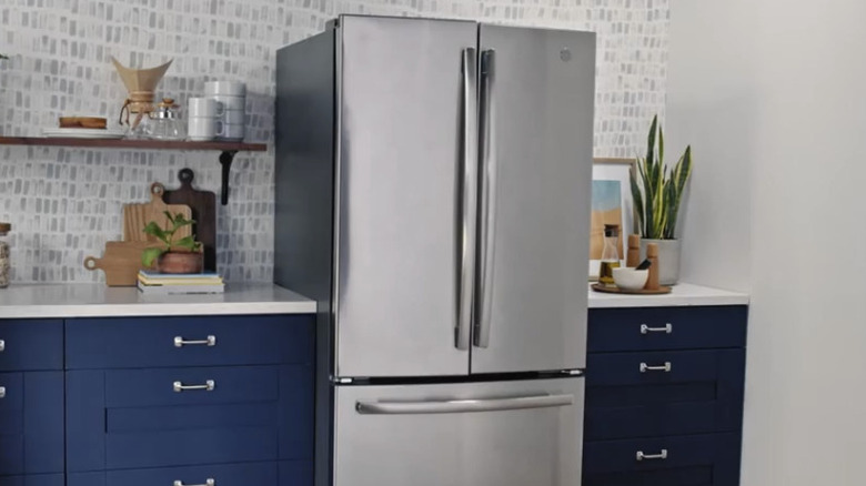 GE French Door refrigerator on display in kitchen