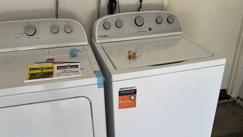 Whirlpool washer and dryer installed in person's home