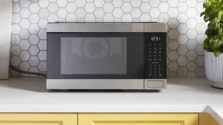 GE countertop microwave on display