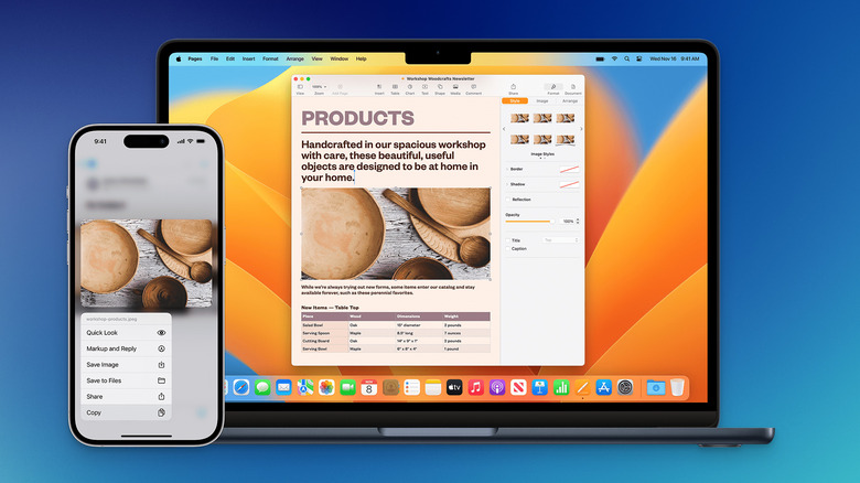 An iPhone copying an item to Mac with Universal Clipboard