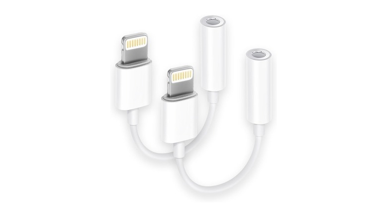 Two Seulliya Lightning to Headphone Jack adapters on display