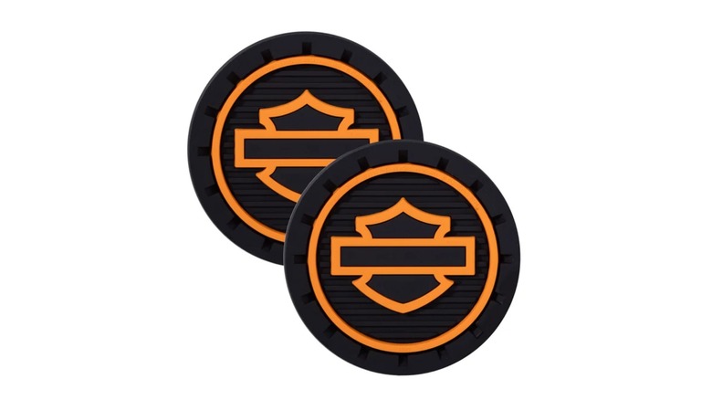 A set of Harley-Davidson car coasters
