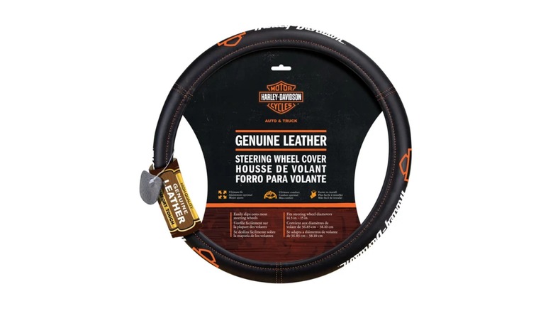 A Harley-Davidson leather steering wheel cover