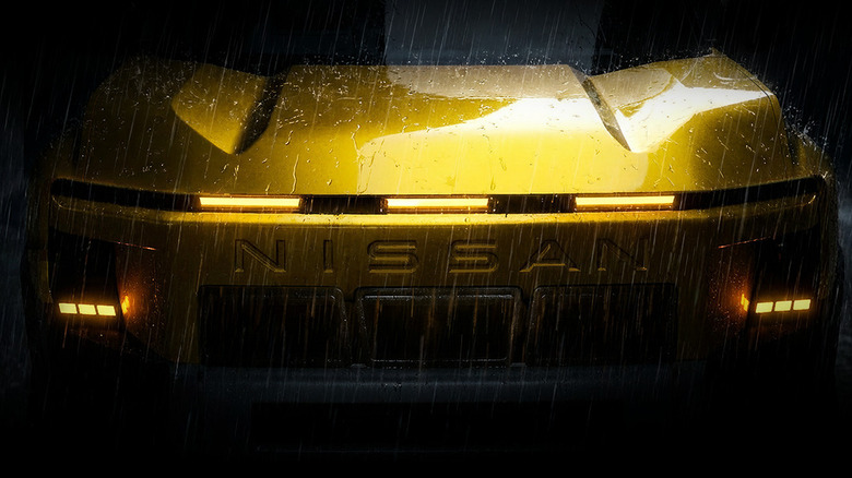 Teaser image of new Nissan Xterra front grille and lights.