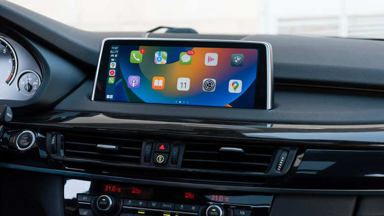 CarPlay screen on car dashboard