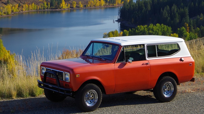 a red retro SUV