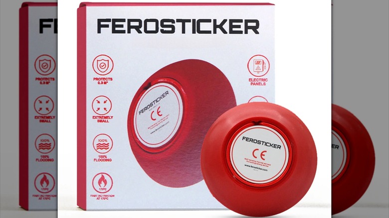 Ferosticker F03 Automatic Fire Extinguisher and packaging