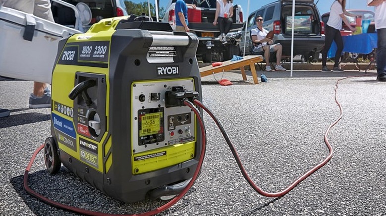 Ryobi generator in driveway