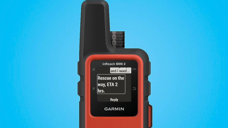The Garmin inReach mini 2 show an SOS communication message
