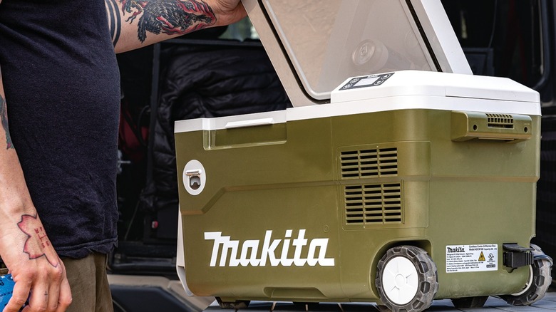 The Makita cooler/warmer chest is ideal for camping.