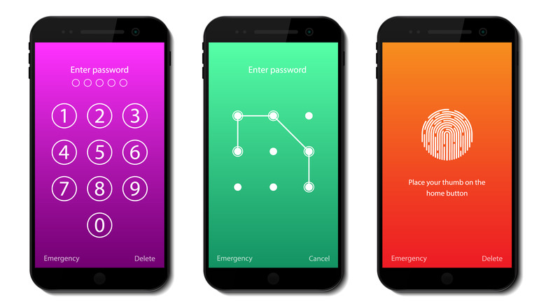 Mockup of three smartphones with lock screens