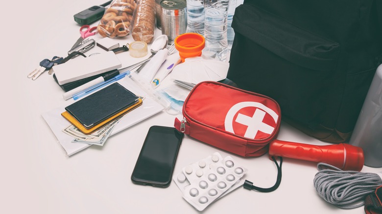 smartphone and first aid equipment